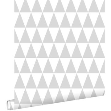 Tapete grafische, geometrische Dreiecke Hellgrau und Weiß von ESTAhome