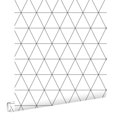 Tapete grafische Dreiecke Weiß und Schwarz von ESTAhome