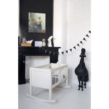 Babyzimmer Tapete Punkte Schwarz und Weiß 138934