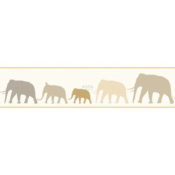 XXL-Tapetenbordüre Elefanten Beige von ESTAhome