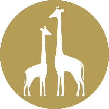 selbstklebende runde Tapete Giraffen Ockergelb und Weiß von ESTA home