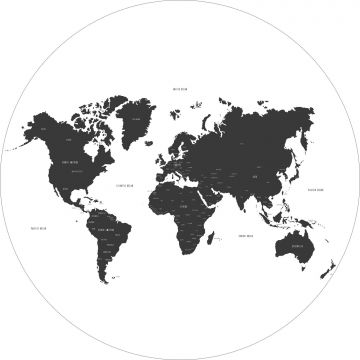 selbstklebende runde Tapete Weltkarte Schwarz-Weiß von ESTA home