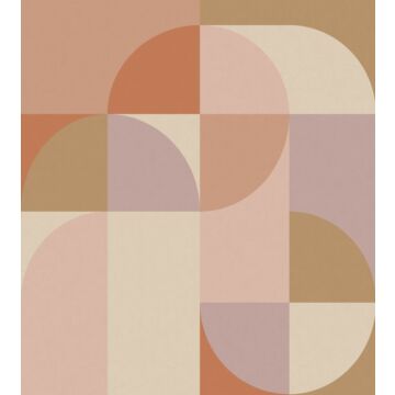 Fototapete Kreise im Bauhaus-Stil Terrakottarosa, Violett und Beige von ESTAhome