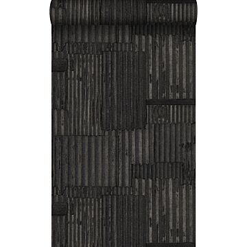 Tapete industrielle Wellplatten aus Metall 3D Schwarz von Origin Wallcoverings