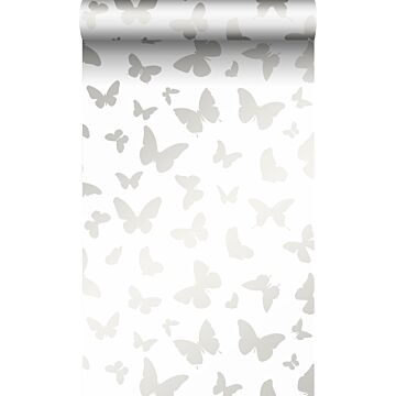 Tapete Schmetterlinge Weiß und Silber von Origin Wallcoverings
