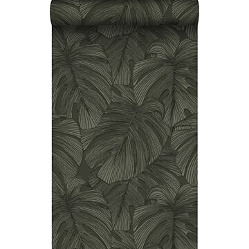 Tapete 3D Muster Blätter Dunkelgrün von Origin Wallcoverings