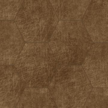 selbstklebende Öko-Leder Wandfliesen Wabenmuster Cognacbraun von Origin Wallcoverings