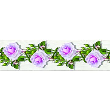 selbstklebende Tapetenbordüre Blumen Weiß, Grün und Rosa von Sanders & Sanders