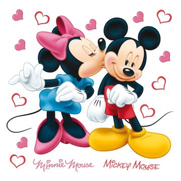 Wandtattoo Minnie & Micky Maus Rosa, Rot, Blau und Gelb von Disney