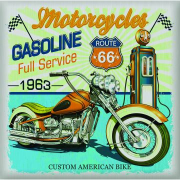 Wandtattoo Vintage Motorrad Blau, Orange und Gelb von Sanders & Sanders
