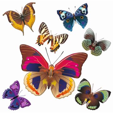 Wandtattoo Schmetterlinge Rosa, Blau und Gelb von Sanders & Sanders