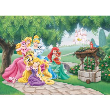 Poster Prinzessinnen Grün, Gelb und Rosa von Disney