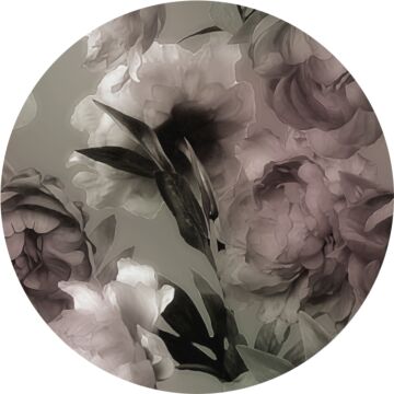 selbstklebende runde Tapete Blumen Grau und Rosa von Sanders & Sanders