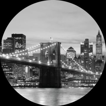 selbstklebende runde Tapete Brooklyn Bridge New York Schwarz-Weiß von Sanders & Sanders