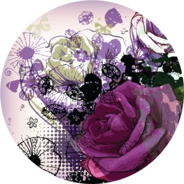 selbstklebende runde Tapete Blumen Lila und Rosa von Sanders & Sanders
