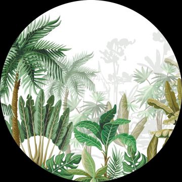 selbstklebende runde Tapete tropische Dschungelblätter Dschungelgrün von Sanders & Sanders
