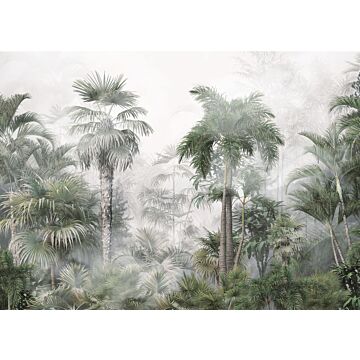 Fototapete tropische Landschaft mit Palmen Dunkelgrün und Grau von Sanders & Sanders