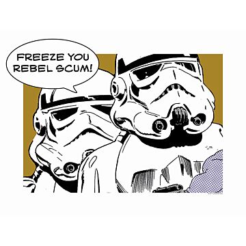 Poster Star Wars Classic Comic Quote Stormtrooper Ockergelb, Schwarz und Weiß von Komar