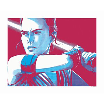 Poster Star Wars Faces Rey Rot und Blau von Komar