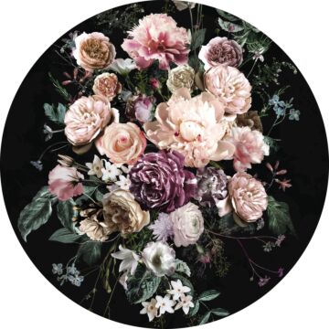 selbstklebende runde Tapete Enchanted Flowers Rosa und Schwarz von Komar