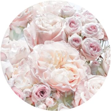 selbstklebende runde Tapete Pink and Cream Roses Hellrosa von Komar