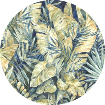 selbstklebende runde Tapete Feuilles Tropicales Blau und Grün von Komar