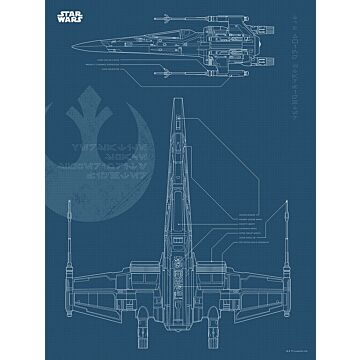 Poster Star Wars Blueprint X-Wing Dunkelblau von Sanders & Sanders