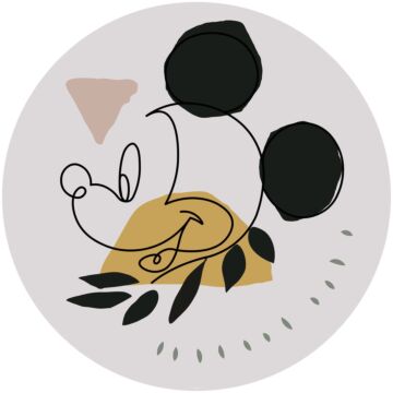 selbstklebende runde Tapete Mickey Mouse Grau, Gelb und Rosa von Sanders & Sanders
