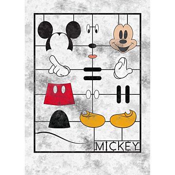 Fototapete Mickey Mouse Grau, Rot und Gelb von Sanders & Sanders