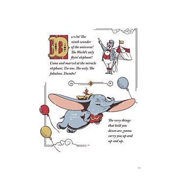 vlies auf Keilrahmen Dumbo, der fliegende Elefant Weiß von Komar