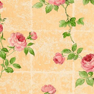 Tapete Blumen Dunkelorange, Rosa und Grün von A.S. Création