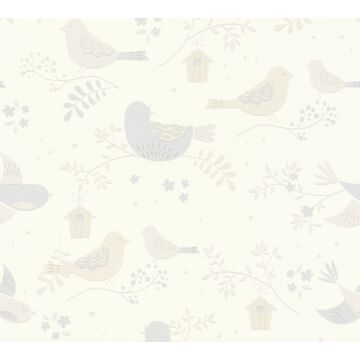 Tapete Vögel Beige, Grau und Weiß von A.S. Création