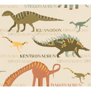 Tapete Dinosaurier Beige, Grün und Orange von A.S. Création